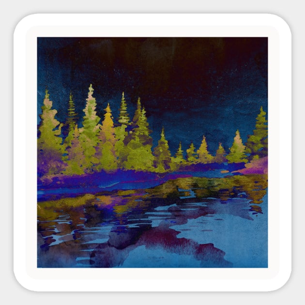 Landscape Neck Gator Night Forest Lake Reflection Sticker by DANPUBLIC